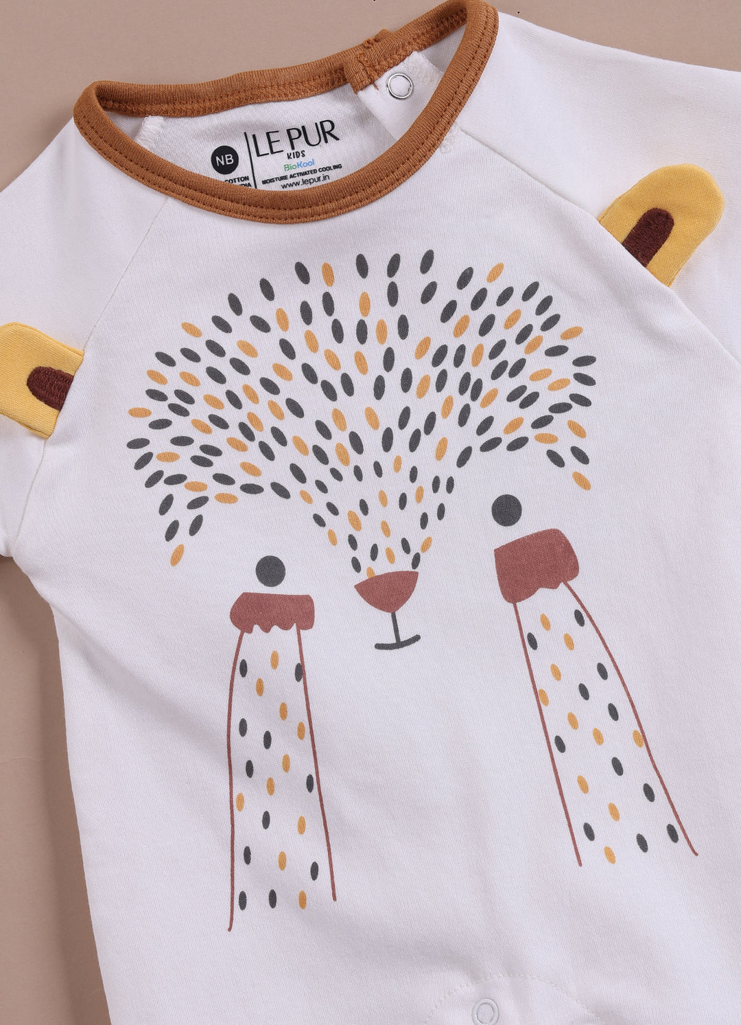 Le Pur Biocool Cotton Off-White Colour Baby Boy Sleepsuit with Hedgehog Print - LE PUR!